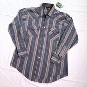 Vintage Holt Western Pearl Snap Striped Cowboy Shirt - L